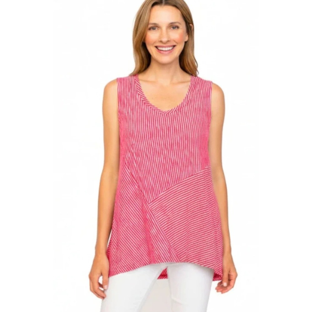 Habitat Clothes‎ to Live In Pink White Striped Sleeveless Tank Top Small